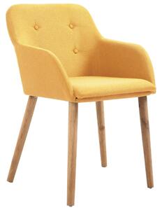Jídelní židle 2 ks žluté textil a masivní dubové dřevo