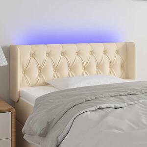 Čelo postele s LED krémové 103 x 16 x 78/88 cm textil 3123567