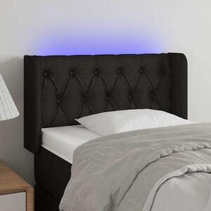 Čelo postele s LED černé 83 x 16 x 78/88 cm textil 3123548