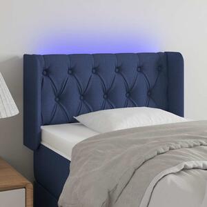 Čelo postele s LED modré 83 x 16 x 78/88 cm textil 3123552