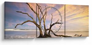 Obraz stromu v oceánu (s hodinami) (90x30 cm)