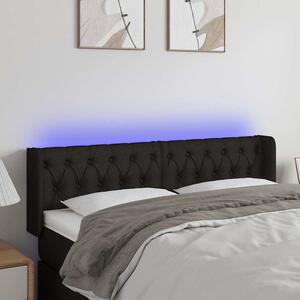 Čelo postele s LED černé 163 x 16 x 78/88 cm textil 3123580