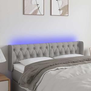 Čelo postele s LED světle šedé 147 x 16 x 78/88 cm textil 3123570