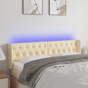 Čelo postele s LED krémové 147 x 16 x 78/88 cm textil 3123575