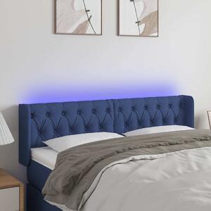 Čelo postele s LED modré 163 x 16 x 78/88 cm textil 3123584