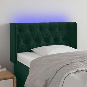 Čelo postele s LED tmavě zelené 83 x 16 x 78/88 cm samet 3123605