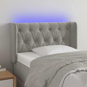 Čelo postele s LED světle šedé 83 x 16 x 78/88 cm samet 3123602