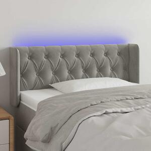 Čelo postele s LED světle šedé 103 x 16 x 78/88 cm samet 3123614