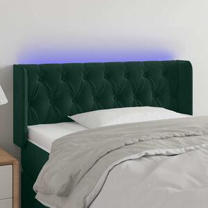 Čelo postele s LED tmavě zelené 103 x 16 x 78/88 cm samet 3123617