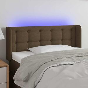 Čelo postele s LED tmavě hnědé 83 x 16 x 78/88 cm textil 3123647