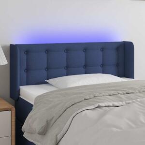 Čelo postele s LED modré 103 x 16 x 78/88 cm textil 3123666