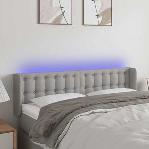 Čelo postele s LED světle šedé 147 x 16 x 78/88 cm textil 3123668
