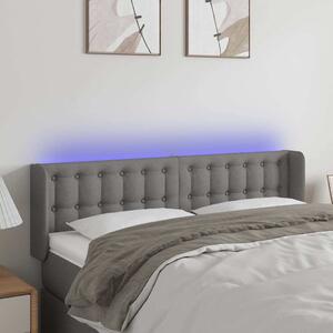 Čelo postele s LED tmavě šedé 147 x 16 x 78/88 cm textil 3123669