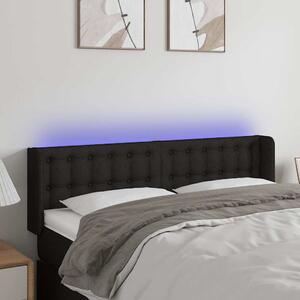 Čelo postele s LED černé 147 x 16 x 78/88 cm textil 3123670