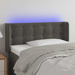 Čelo postele s LED tmavě šedé 83 x 16 x 78/88 cm samet 3123701