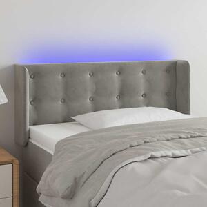 Čelo postele s LED světle šedé 103 x 16 x 78/88 cm samet 3123712