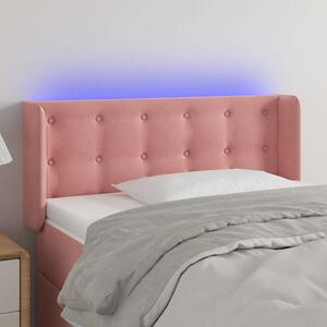 Čelo postele s LED růžové 83 x 16 x 78/88 cm samet 3123705