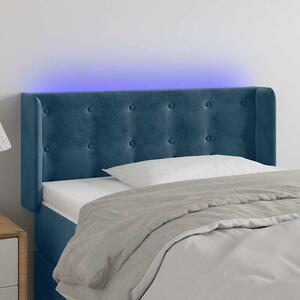 Čelo postele s LED tmavě modré 83 x 16 x 78/88 cm samet 3123704