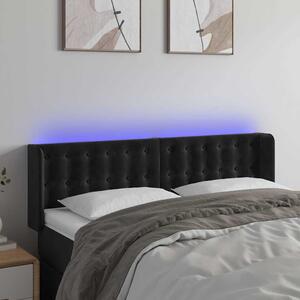 Čelo postele s LED černé 147 x 16 x 78/88 cm samet 3123720