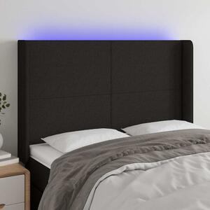 Čelo postele s LED černé 147 x 16 x 118/128 cm textil 3123768