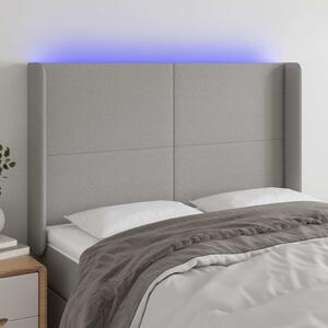 Čelo postele s LED světle šedé 147x16x118/128 cm textil 3123766