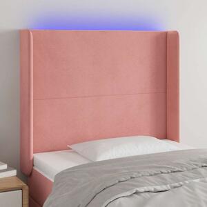 Čelo postele s LED růžové 83 x 16 x 118/128 cm samet 3123803
