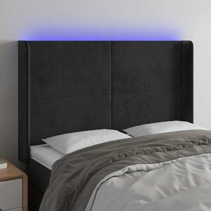 Čelo postele s LED černé 147 x 16 x 118/128 cm samet 3123818