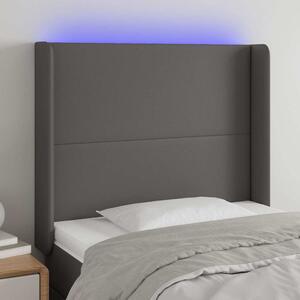 Čelo postele s LED šedé 103 x 16 x 118/128 cm umělá kůže 3123856