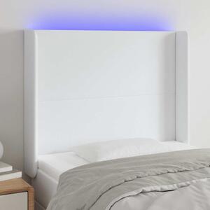 Čelo postele s LED bílé 103 x 16 x 118/128 cm umělá kůže 3123853