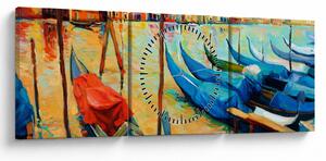 Obraz - Přístav v Benátkách (s hodinami) (90x30 cm)