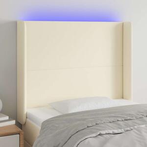 Čelo postele s LED krémové 83 x 16 x 118/128 cm umělá kůže 3123842