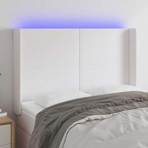 Čelo postele s LED bílé 147 x 16 x 118/128 cm umělá kůže 3123859