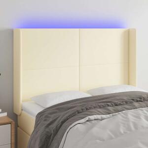 Čelo postele s LED krémové 147 x 16 x 118/128 cm umělá kůže 3123860