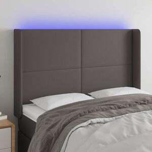 Čelo postele s LED šedé 147 x 16 x 118/128 cm umělá kůže 3123862