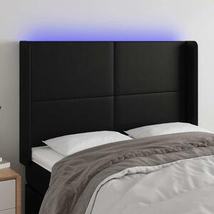 Čelo postele s LED černé 147 x 16 x 118/128 cm umělá kůže 3123858