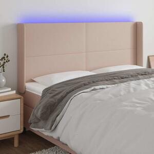 Čelo postele s LED cappuccino 183 x 16 x 118/128 cm umělá kůže 3123875