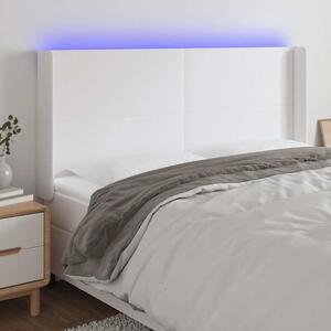 Čelo postele s LED bílé 203 x 16 x 118/128 cm umělá kůže 3123877