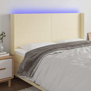 Čelo postele s LED krémové 163 x 16 x 118/128 cm umělá kůže 3123866