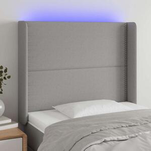 Čelo postele s LED světle šedé 103x16x118/128 cm textil 3123898