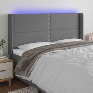 Čelo postele s LED tmavě šedé 203 x 16 x 118/128 cm textil 3123931