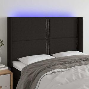 Čelo postele s LED černé 147 x 16 x 118/128 cm textil 3123908