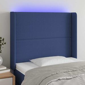 Čelo postele s LED modré 103 x 16 x 118/128 cm textil 3123904