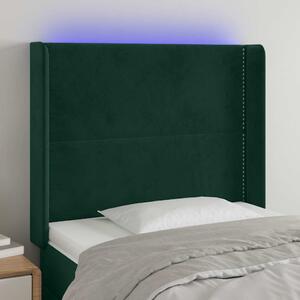 Čelo postele s LED tmavě zelené 103 x 16 x 118/128 cm samet 3123953