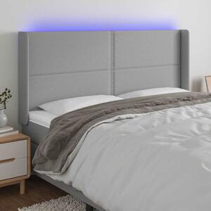 Čelo postele s LED světle šedé 203x16x118/128 cm textil 3123930