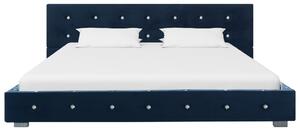 Rám postele modrý samet 140 x 200 cm