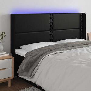 Čelo postele s LED černé 203 x 16 x 118/128 cm umělá kůže 3124016