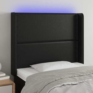 Čelo postele s LED černé 103 x 16 x 118/128 cm umělá kůže 3123992