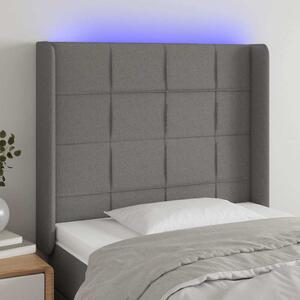 Čelo postele s LED tmavě šedé 83 x 16 x 118/128 cm textil 3124023