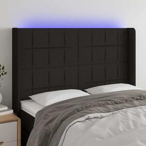 Čelo postele s LED černé 147 x 16 x 118/128 cm textil 3124048