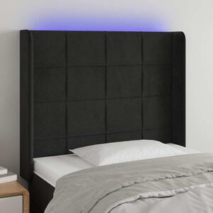 Čelo postele s LED černé 93 x 16 x 118/128 cm samet 3124086